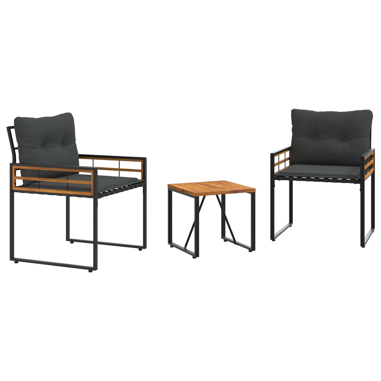 Buitenmeubelset Met Kussen 3 Pcs Middelgrijs Donkergrijs 2x stoel +tafel