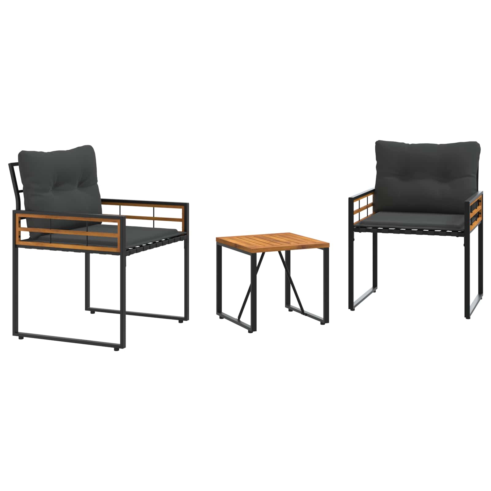 Buitenmeubelset Met Kussen 3 Pcs Middelgrijs Donkergrijs 2x stoel +tafel