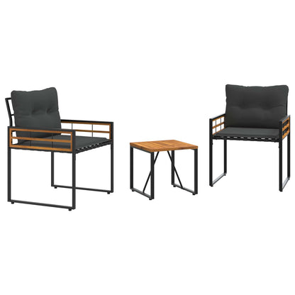 Buitenmeubelset Met Kussen 3 Pcs Middelgrijs Donkergrijs 2x stoel +tafel