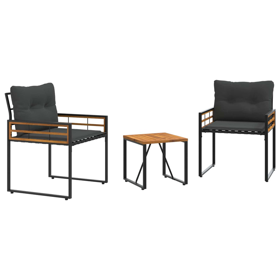 Buitenmeubelset Met Kussen 3 Pcs Middelgrijs Donkergrijs 2x stoel +tafel
