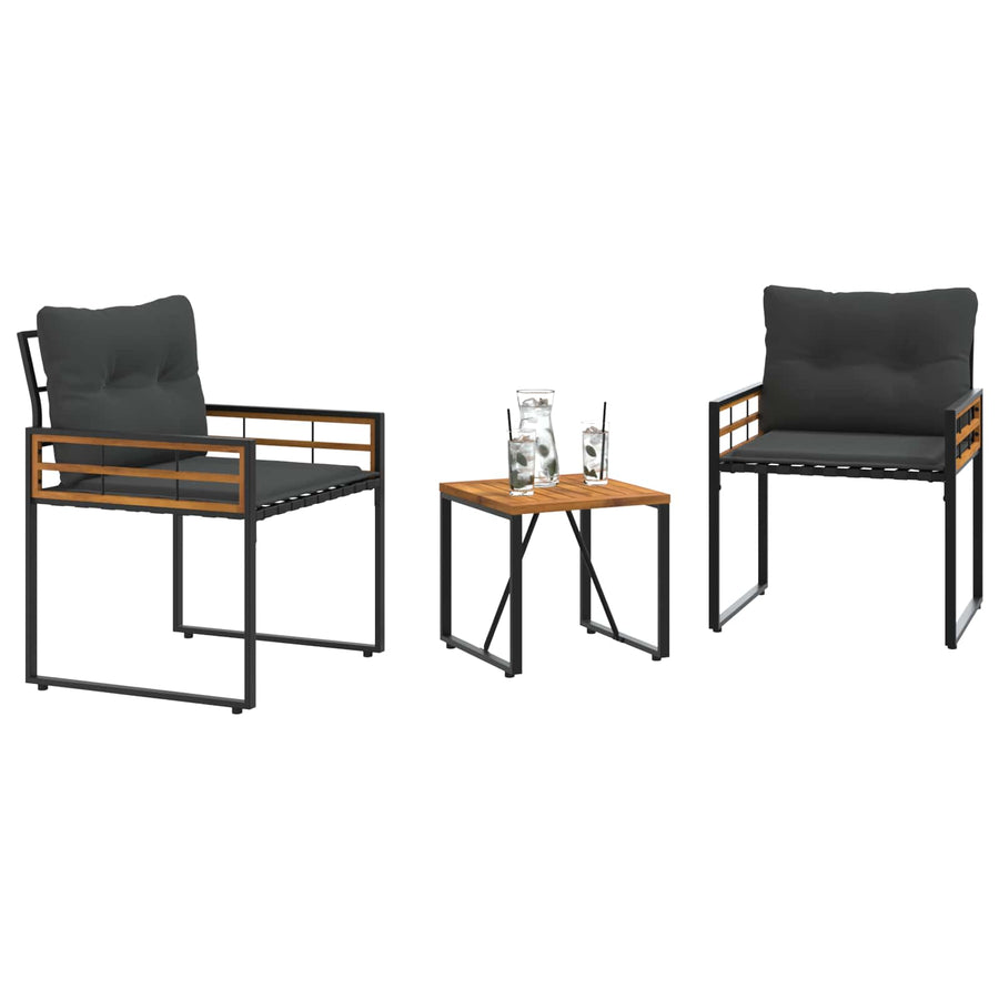 Buitenmeubelset Met Kussen 3 Pcs Middelgrijs Donkergrijs 2x stoel +tafel