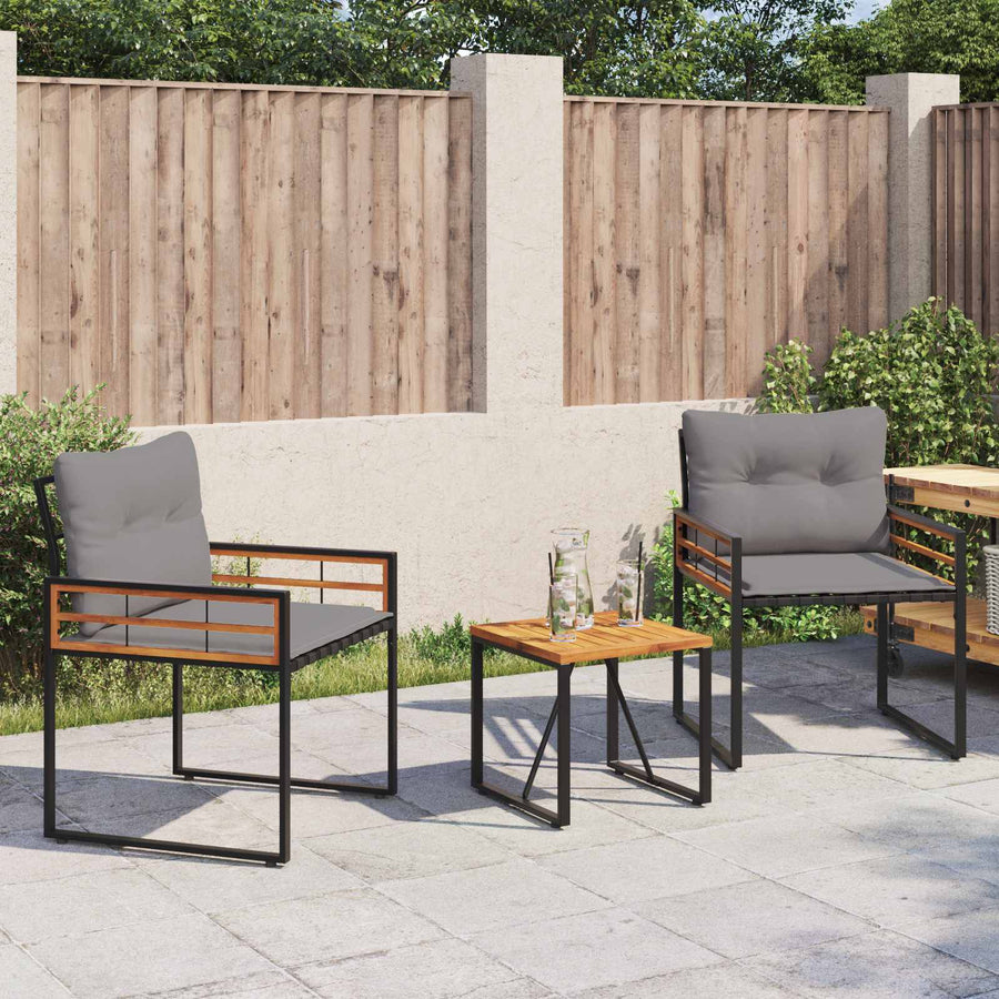 Buitenmeubelset Met Kussen 3 Pcs Lichtgrijs 2x stoel +tafel