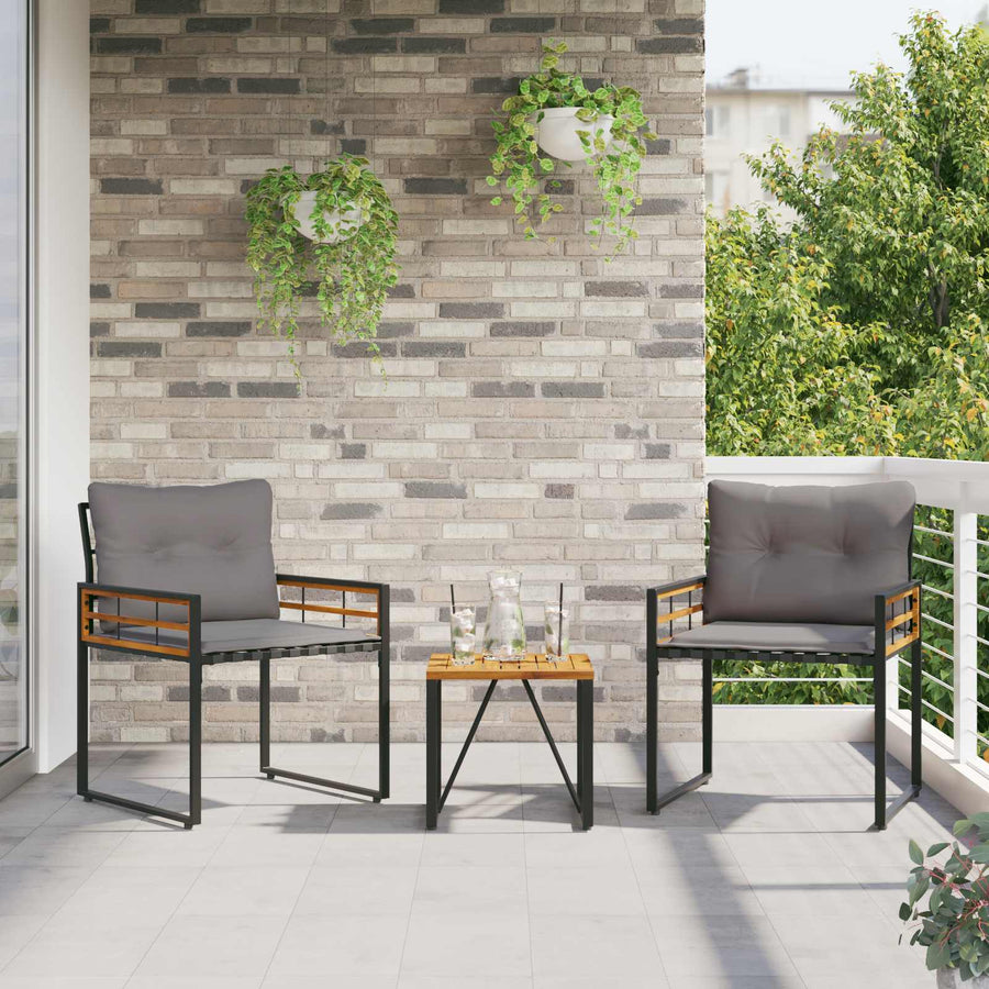 Buitenmeubelset Met Kussen 3 Pcs Lichtgrijs 2x stoel +tafel