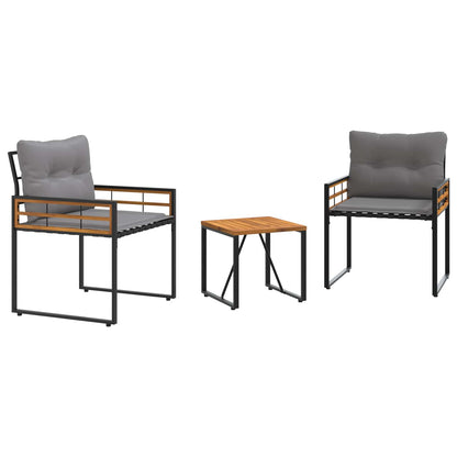 Buitenmeubelset Met Kussen 3 Pcs Lichtgrijs 2x stoel +tafel