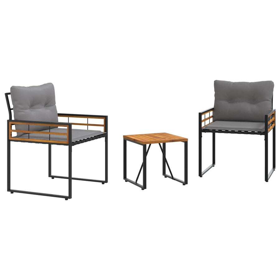Buitenmeubelset Met Kussen 3 Pcs Lichtgrijs 2x stoel +tafel