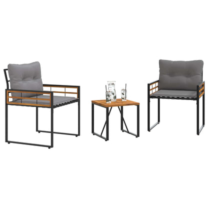 Buitenmeubelset Met Kussen 3 Pcs Lichtgrijs 2x stoel +tafel