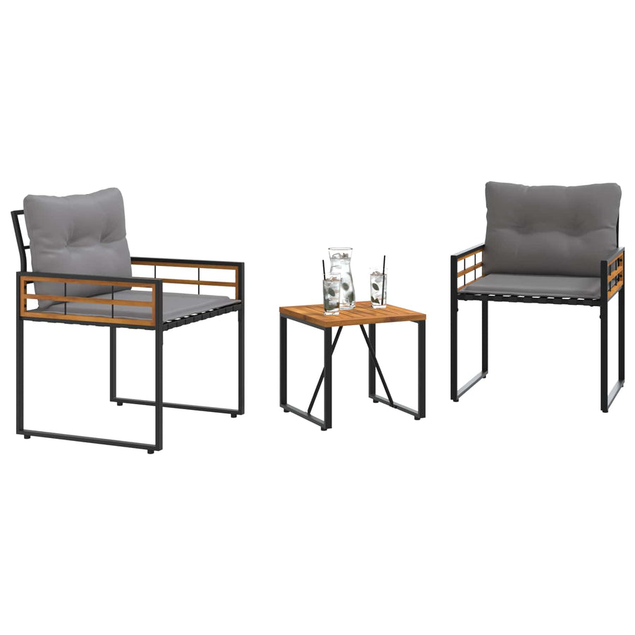 Buitenmeubelset Met Kussen 3 Pcs Lichtgrijs 2x stoel +tafel