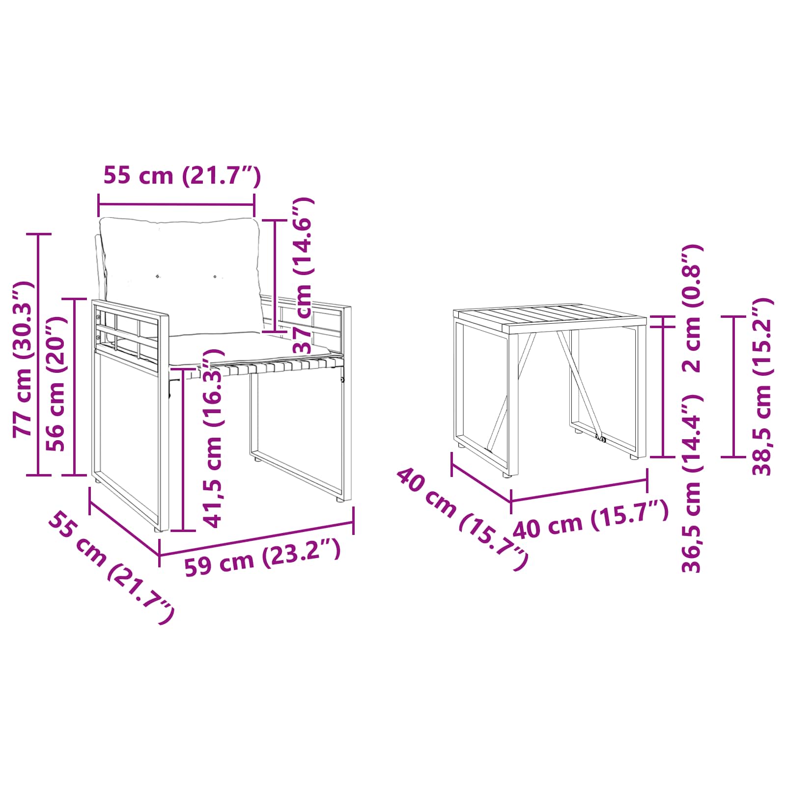 Buitenmeubelset Met Kussen 3 Pcs Lichtgrijs 2x stoel +tafel