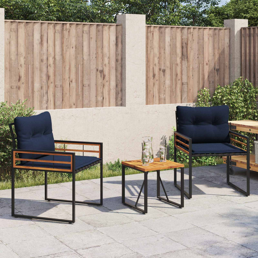Buitenmeubelset Met Kussen 3 Pcs Marineblauw 2x stoel +tafel