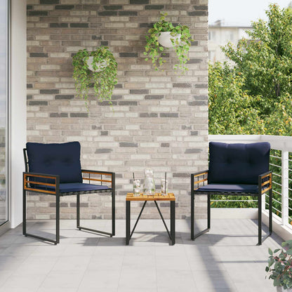 Buitenmeubelset Met Kussen 3 Pcs Marineblauw 2x stoel +tafel