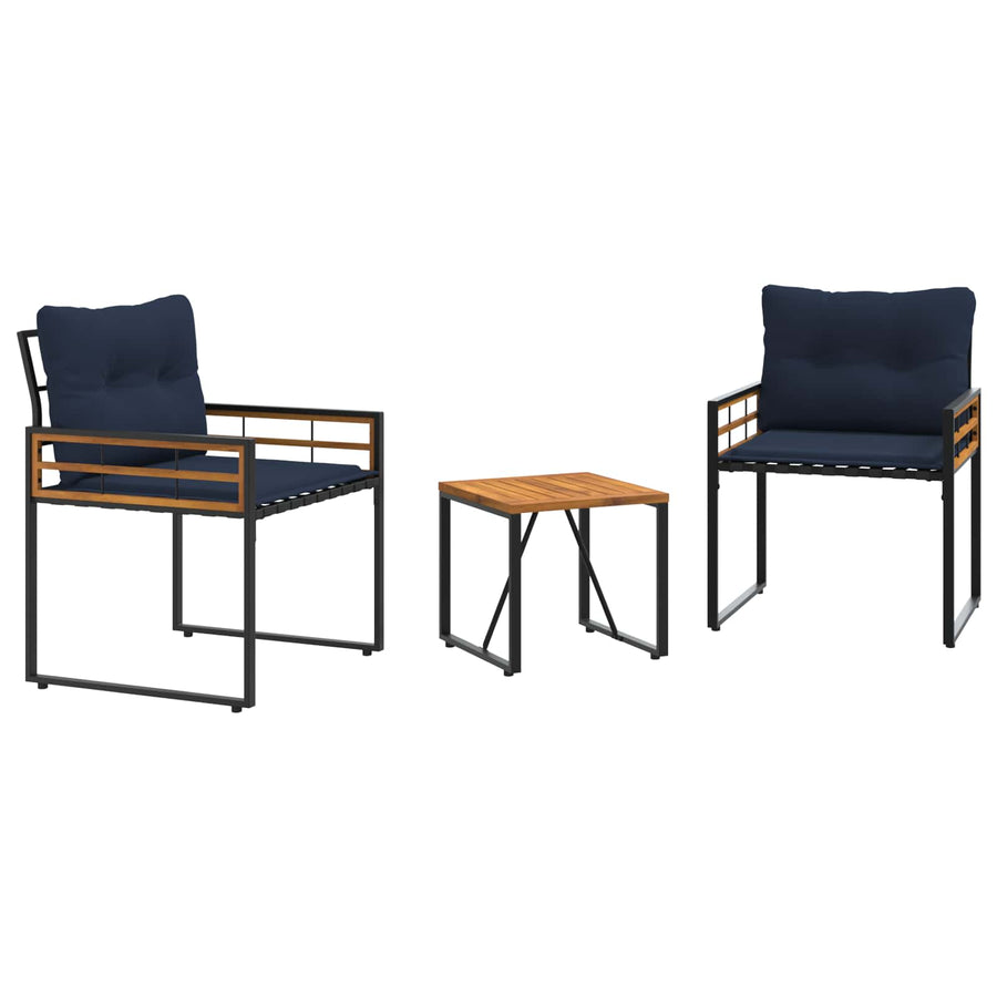 Buitenmeubelset Met Kussen 3 Pcs Marineblauw 2x stoel +tafel