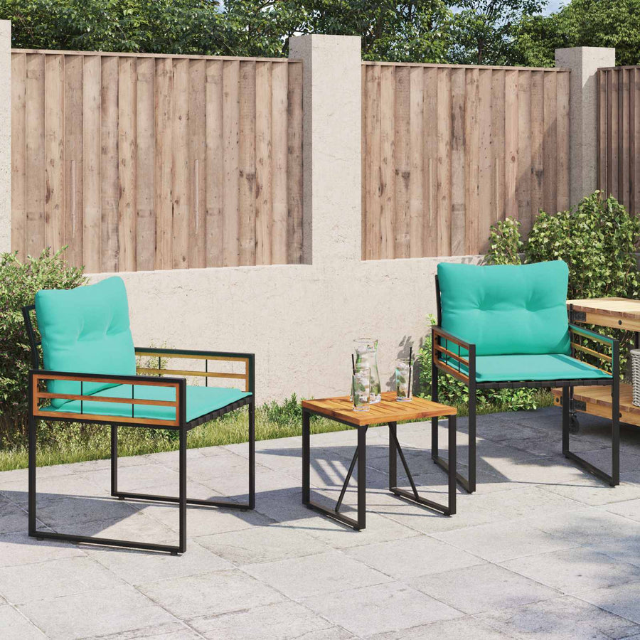 Buitenmeubelset Met Kussen 3 Pcs Turquoise 2x stoel +tafel