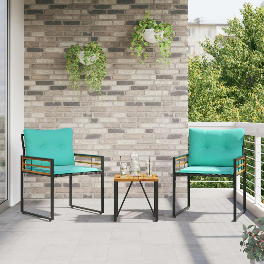 Buitenmeubelset Met Kussen 3 Pcs Turquoise 2x stoel +tafel