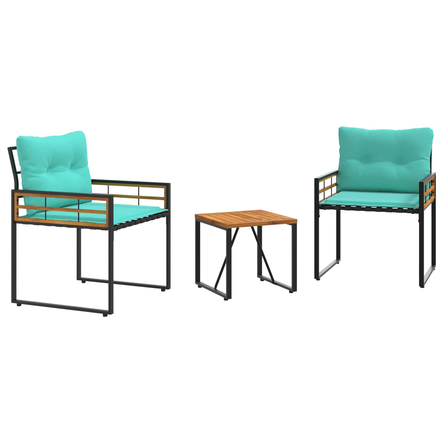 Buitenmeubelset Met Kussen 3 Pcs Turquoise 2x stoel +tafel