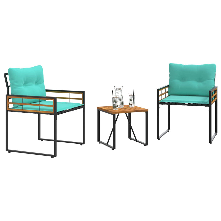 Buitenmeubelset Met Kussen 3 Pcs Turquoise 2x stoel +tafel