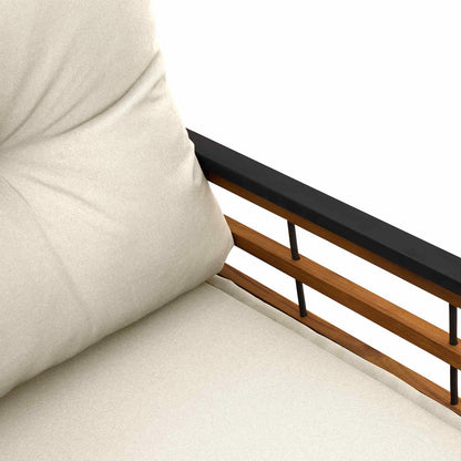 Houten Laag Bank Met Kussen Effen Crème 114 X 55 X 77 Cm Crèmewit