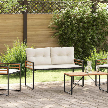 Houten Laag Bank Met Kussen Effen Crème 114 X 55 X 77 Cm Crèmewit