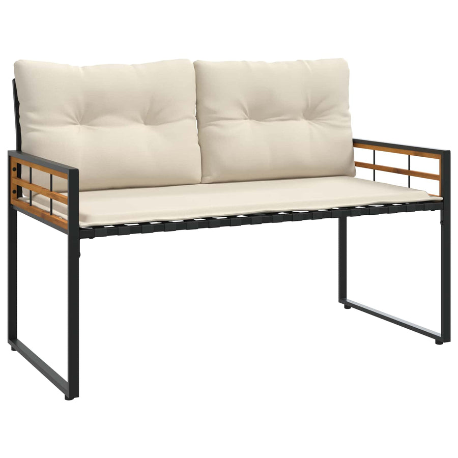 Houten Laag Bank Met Kussen Effen Crème 114 X 55 X 77 Cm Crèmewit