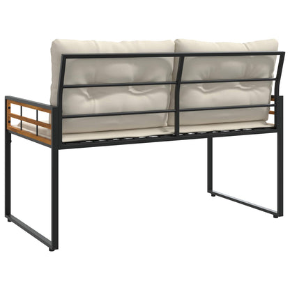 Houten Laag Bank Met Kussen Effen Crème 114 X 55 X 77 Cm Crèmewit
