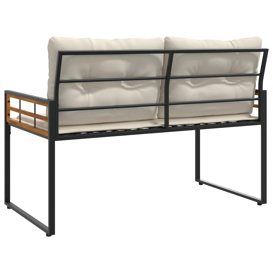 Houten Laag Bank Met Kussen Effen Crème 114 X 55 X 77 Cm Crèmewit