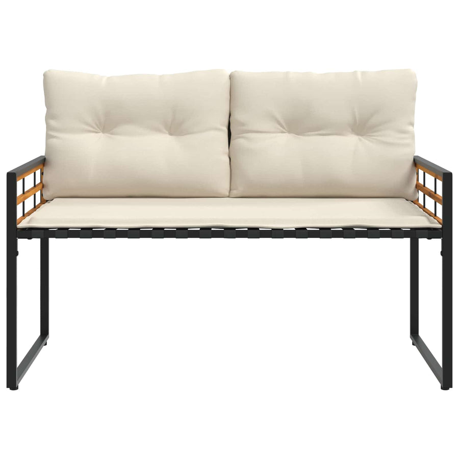Houten Laag Bank Met Kussen Effen Crème 114 X 55 X 77 Cm Crèmewit