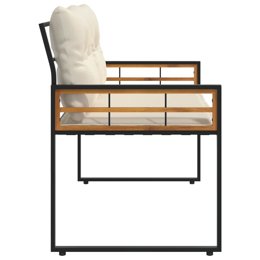 Houten Laag Bank Met Kussen Effen Crème 114 X 55 X 77 Cm Crèmewit