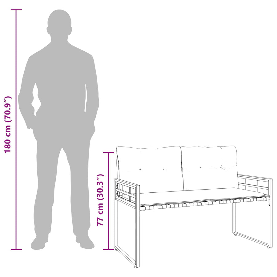 Houten Laag Bank Met Kussen Effen Crème 114 X 55 X 77 Cm Crèmewit