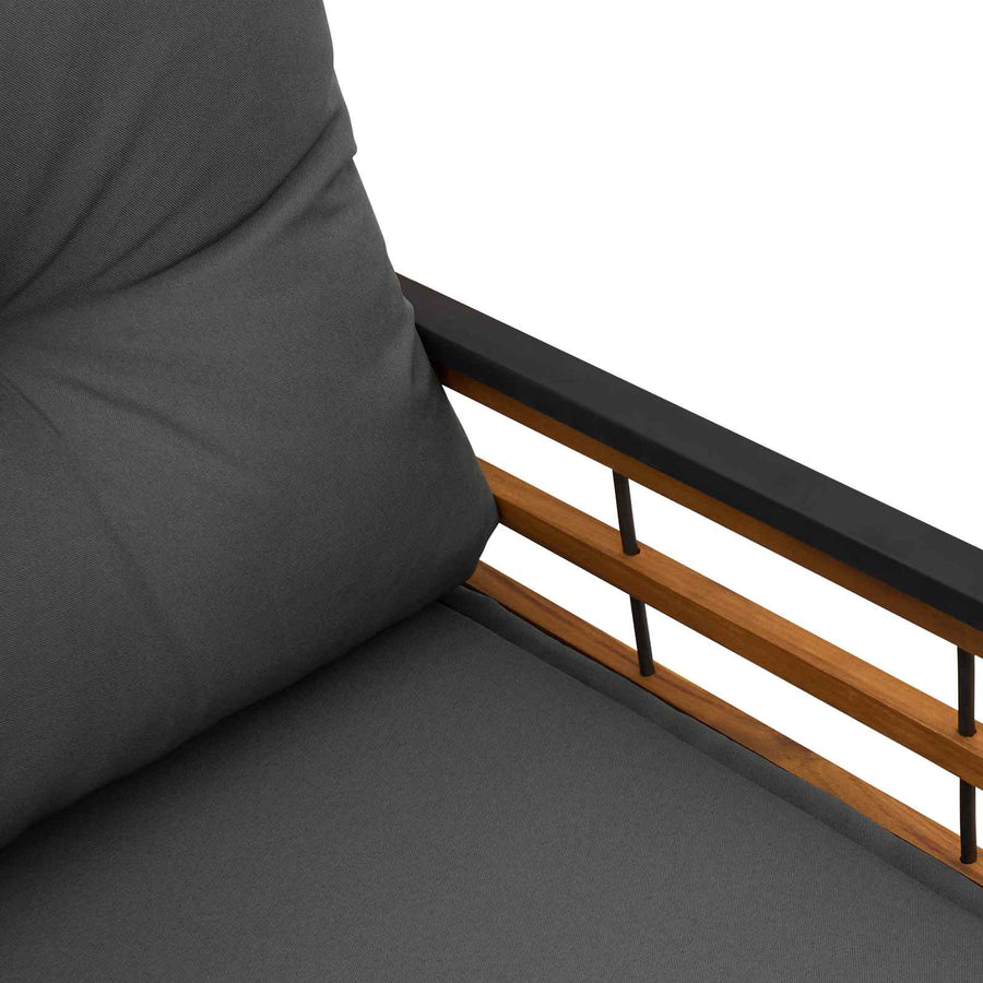 Houten Laag Bank Met Kussen Effen Middelgrijs 114 X 55 X 77 Cm Donkergrijs