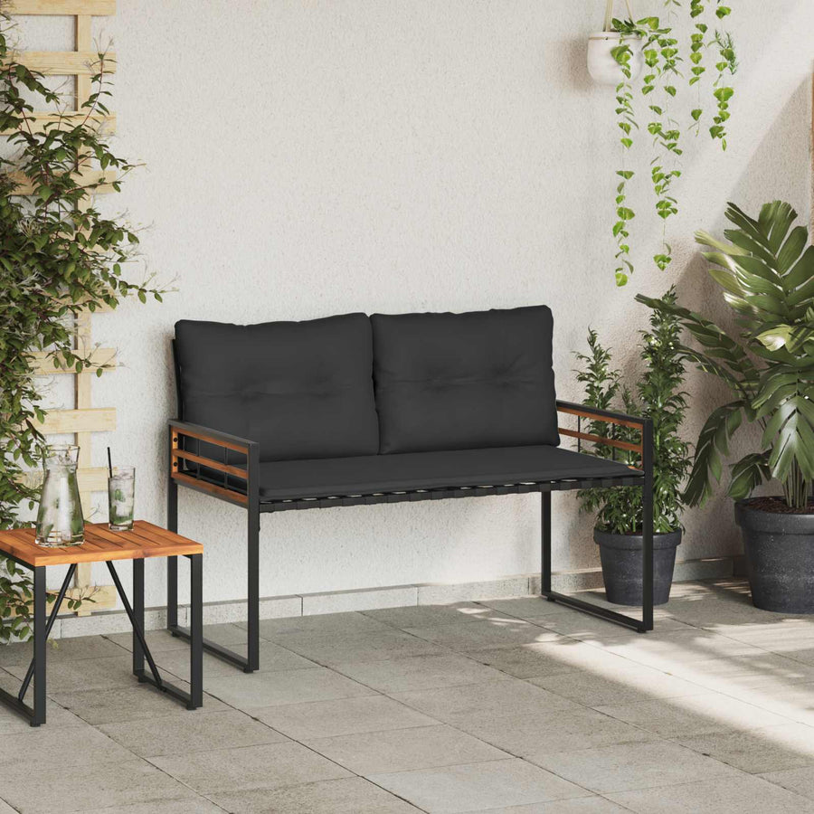 Houten Laag Bank Met Kussen Effen Middelgrijs 114 X 55 X 77 Cm Donkergrijs
