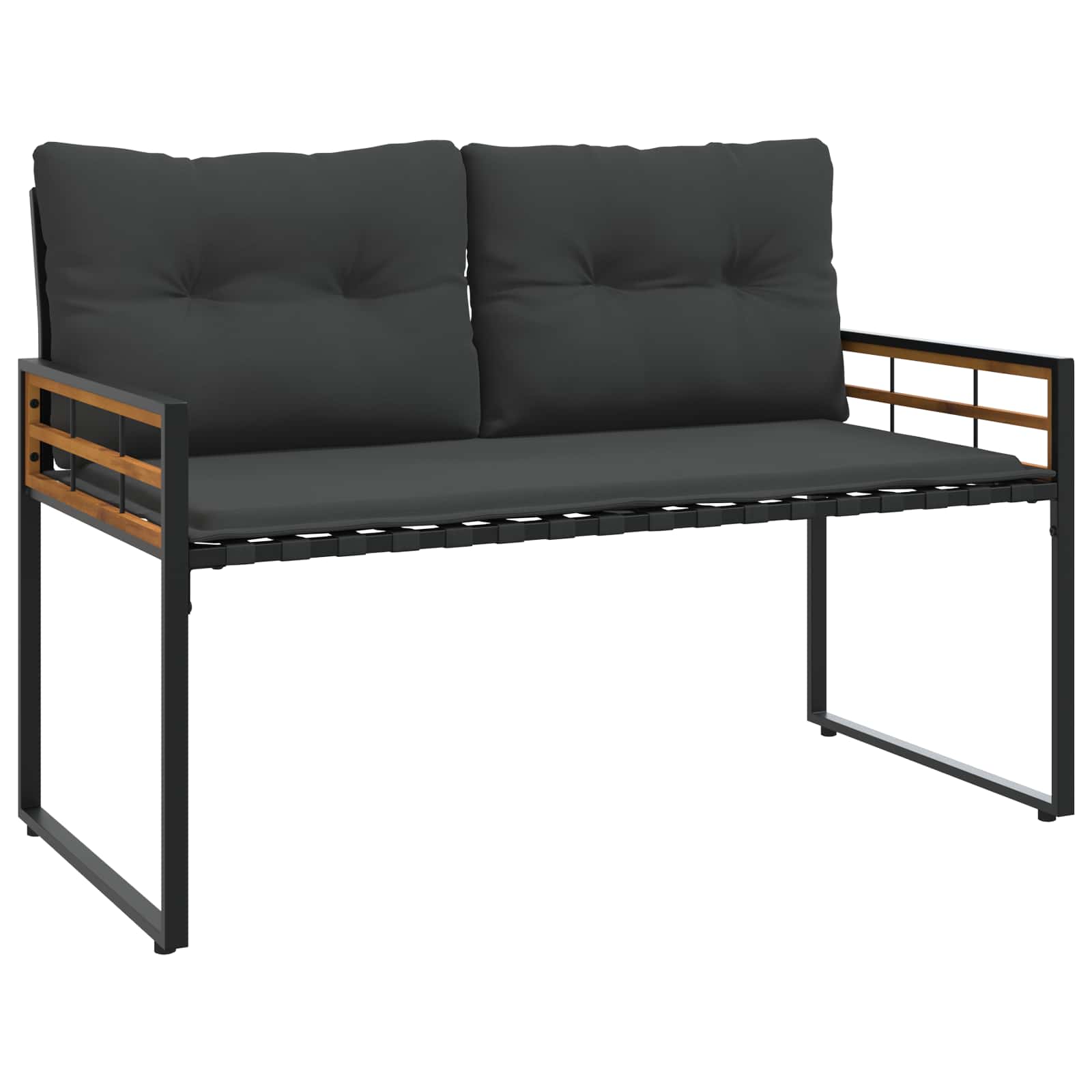 Houten Laag Bank Met Kussen Effen Middelgrijs 114 X 55 X 77 Cm Donkergrijs