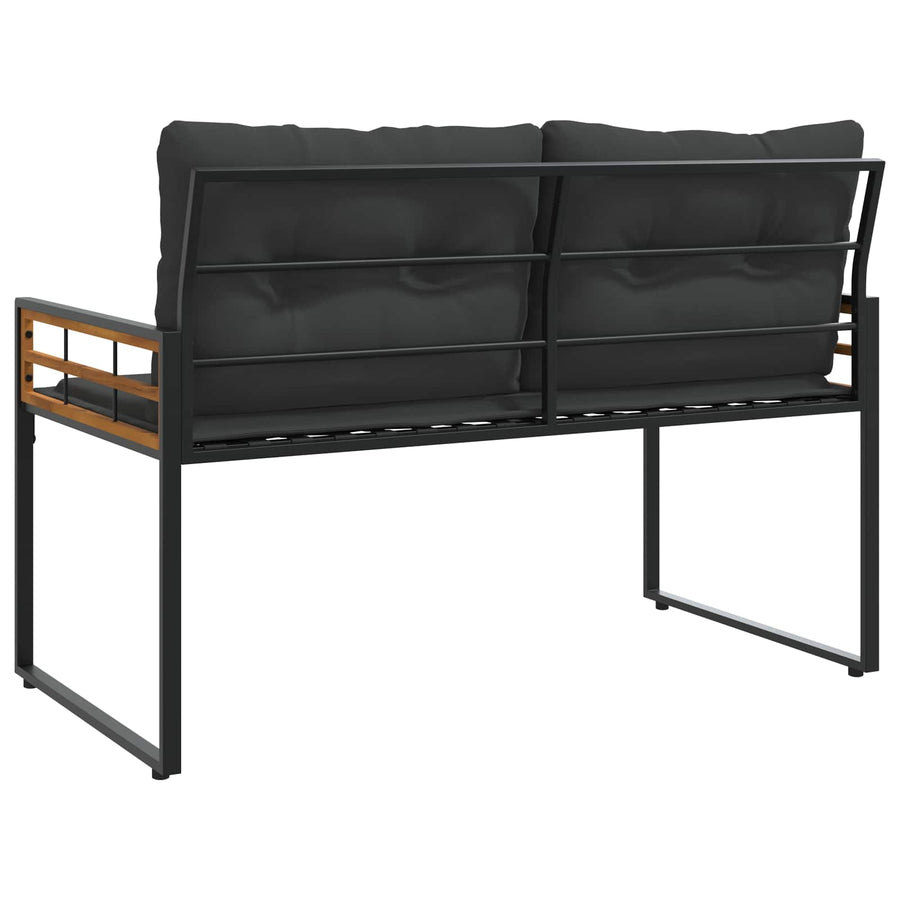 Houten Laag Bank Met Kussen Effen Middelgrijs 114 X 55 X 77 Cm Donkergrijs