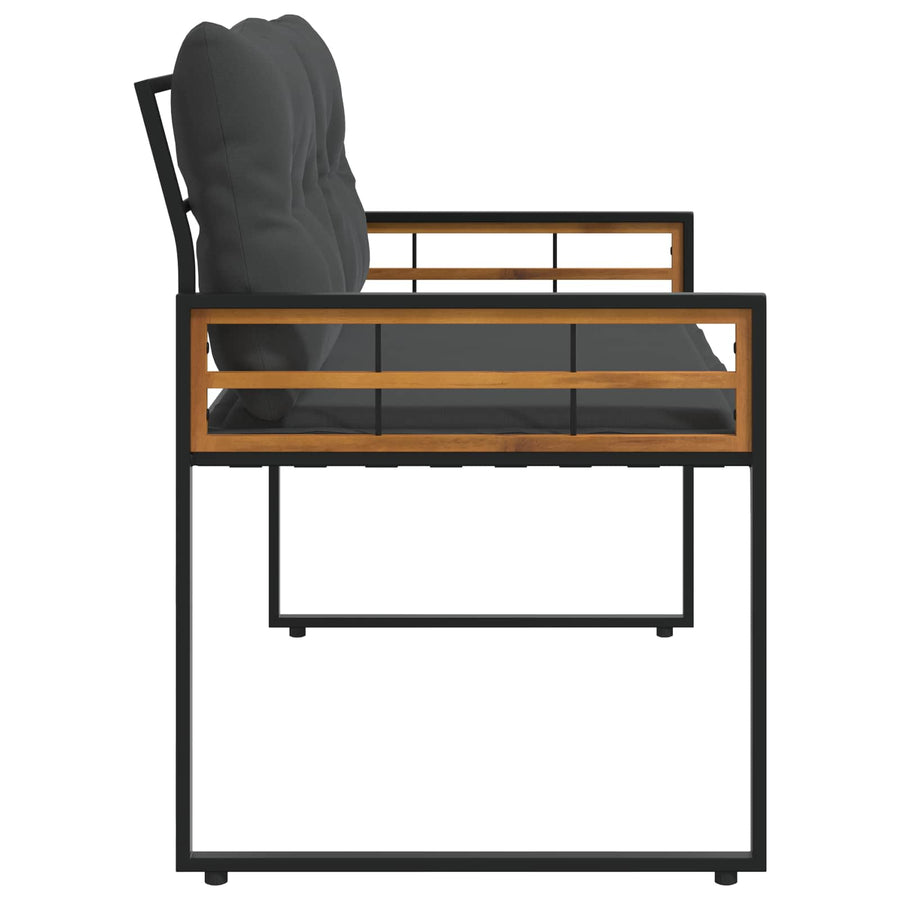 Houten Laag Bank Met Kussen Effen Middelgrijs 114 X 55 X 77 Cm Donkergrijs