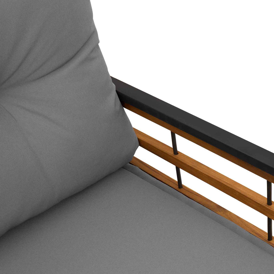 Houten Laag Bank Met Kussen Effen 114 X 55 X 77 Cm Lichtgrijs