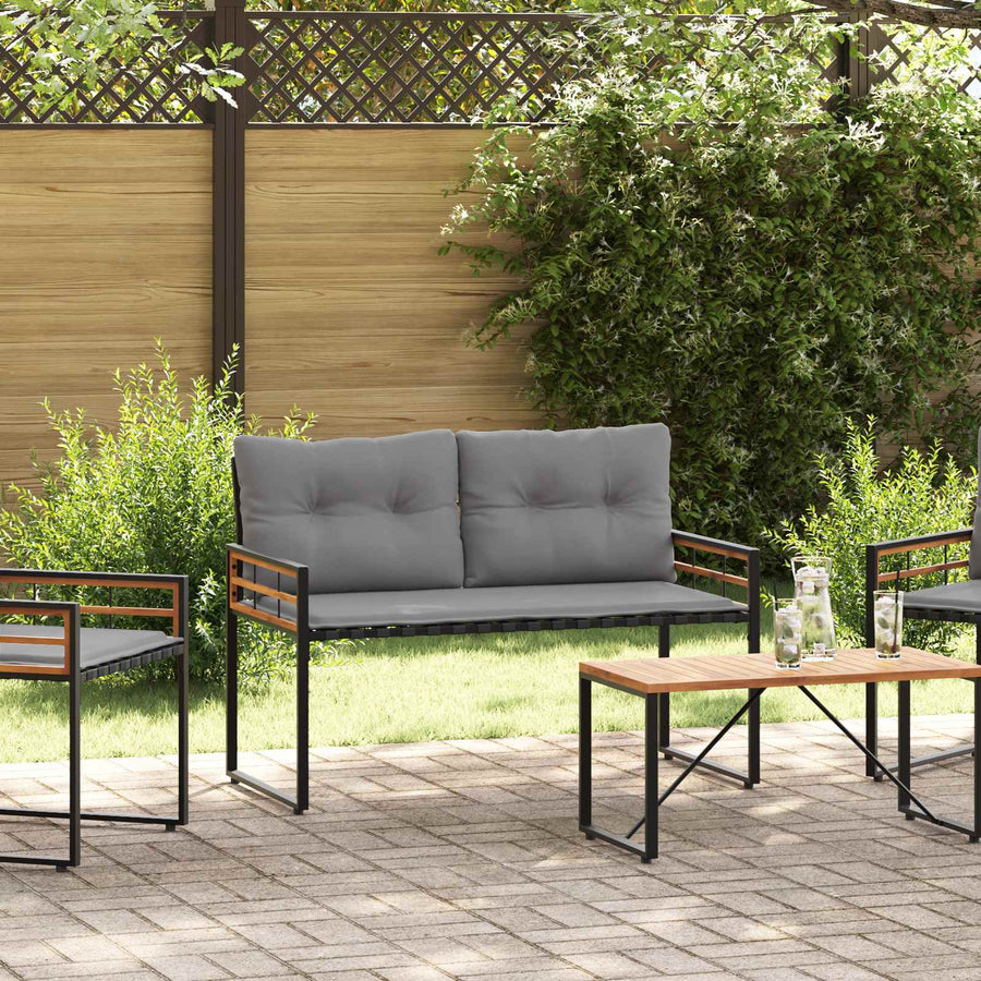 Houten Laag Bank Met Kussen Effen 114 X 55 X 77 Cm Lichtgrijs