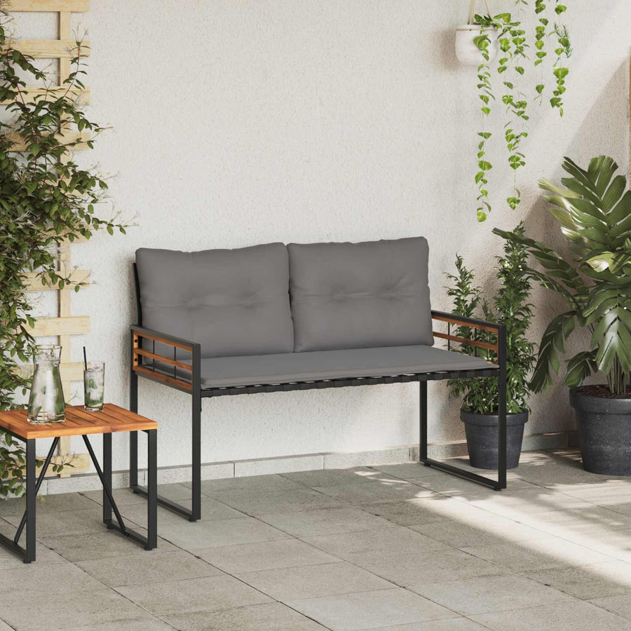 Houten Laag Bank Met Kussen Effen 114 X 55 X 77 Cm Lichtgrijs