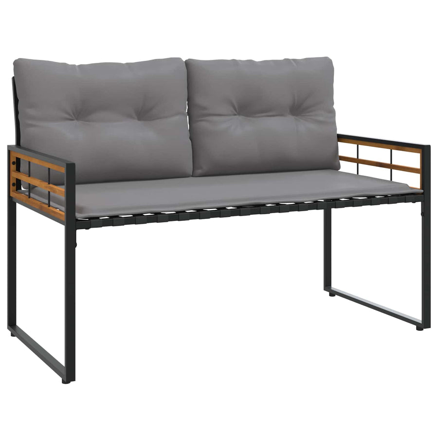 Houten Laag Bank Met Kussen Effen 114 X 55 X 77 Cm Lichtgrijs