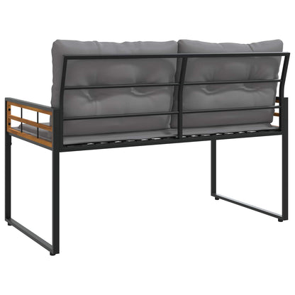 Houten Laag Bank Met Kussen Effen 114 X 55 X 77 Cm Lichtgrijs