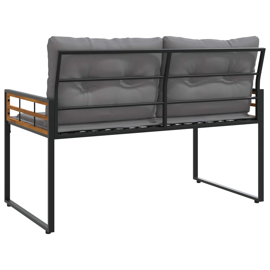Houten Laag Bank Met Kussen Effen 114 X 55 X 77 Cm Lichtgrijs