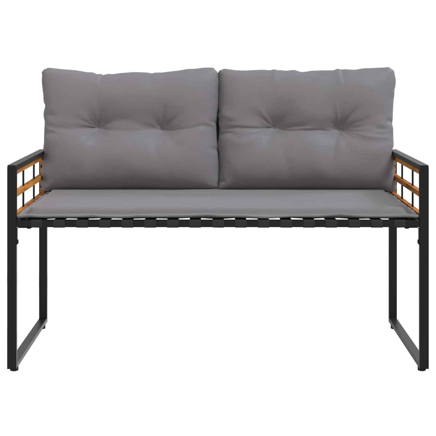 Houten Laag Bank Met Kussen Effen 114 X 55 X 77 Cm Lichtgrijs