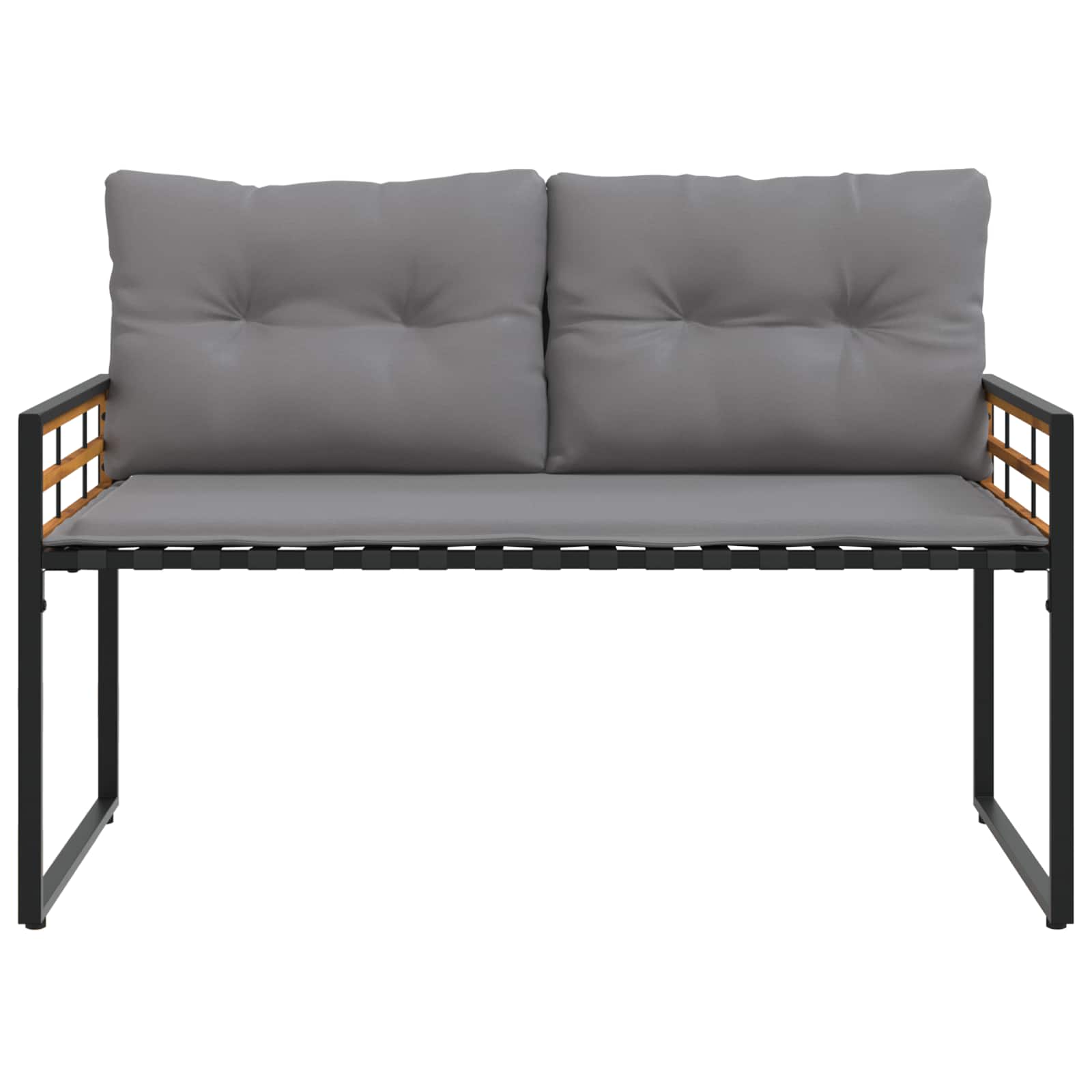 Houten Laag Bank Met Kussen Effen 114 X 55 X 77 Cm Lichtgrijs
