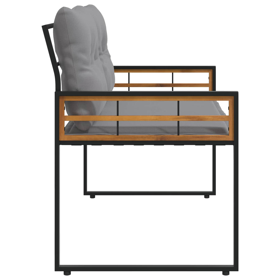 Houten Laag Bank Met Kussen Effen 114 X 55 X 77 Cm Lichtgrijs