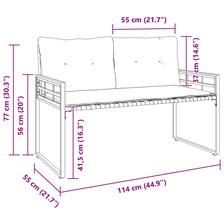 Houten Laag Bank Met Kussen Effen 114 X 55 X 77 Cm Lichtgrijs