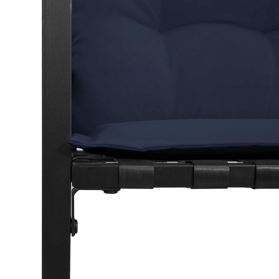 Houten Laag Bank Met Kussen Effen 114 X 55 X 77 Cm Marineblauw