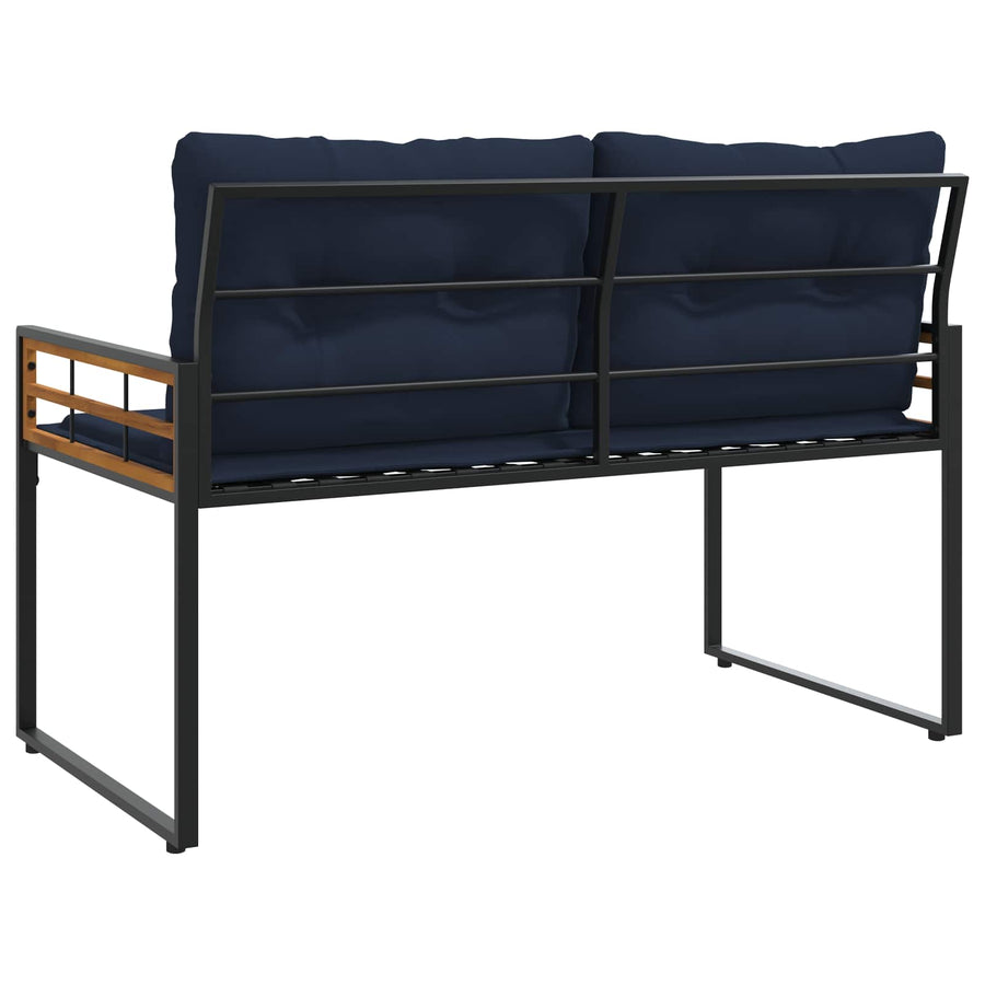Houten Laag Bank Met Kussen Effen 114 X 55 X 77 Cm Marineblauw