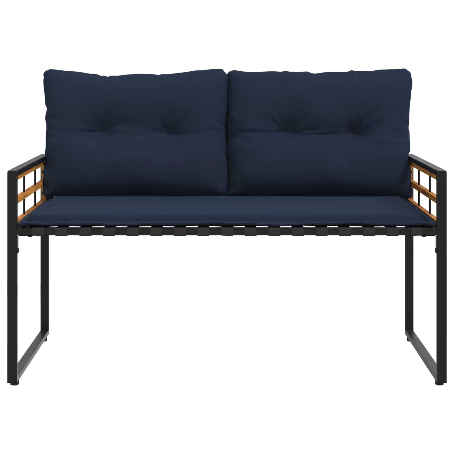 Houten Laag Bank Met Kussen Effen 114 X 55 X 77 Cm Marineblauw