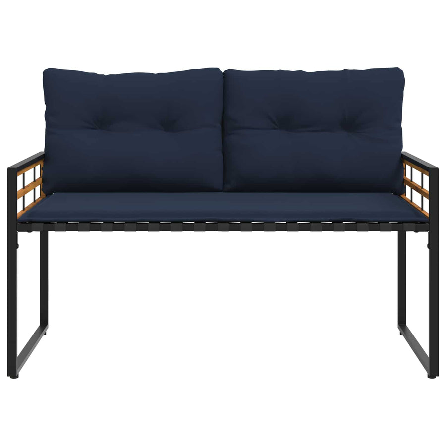Houten Laag Bank Met Kussen Effen 114 X 55 X 77 Cm Marineblauw