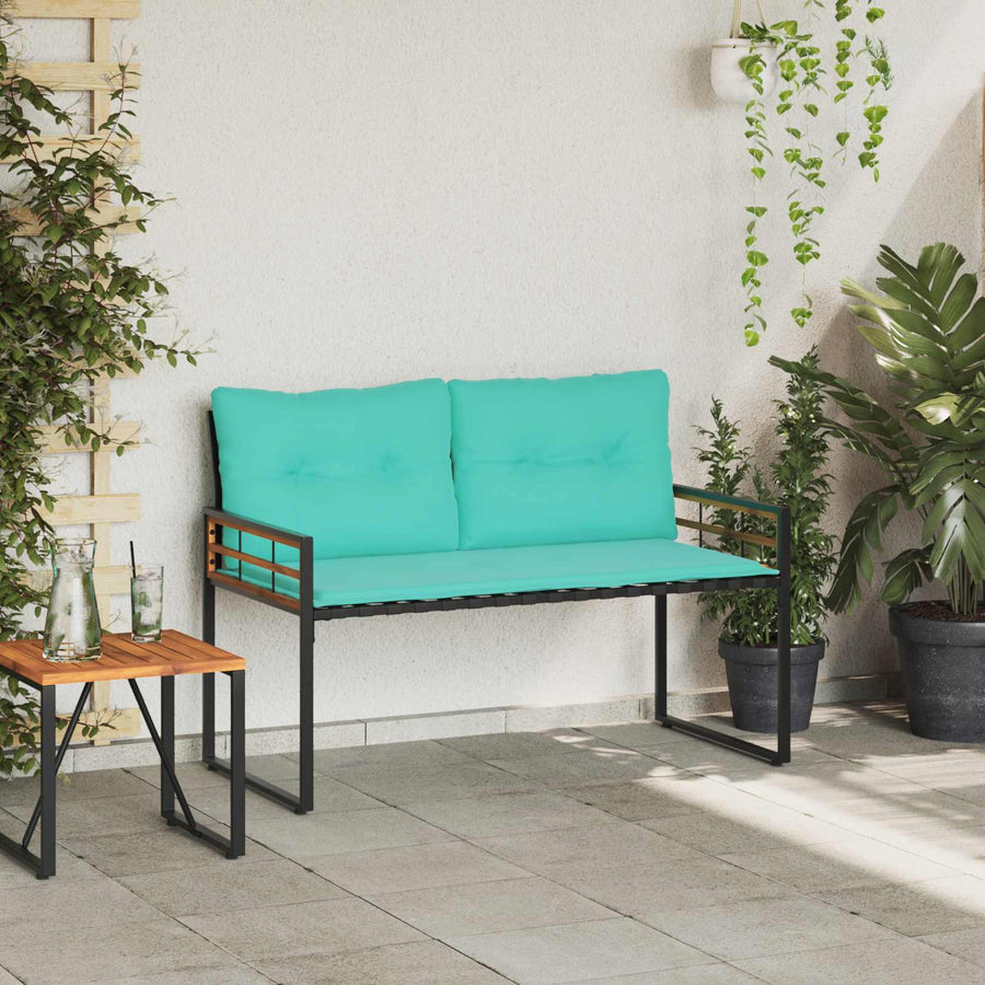 Houten Laag Bank Met Kussen Effen 114 X 55 X 77 Cm Turquoise