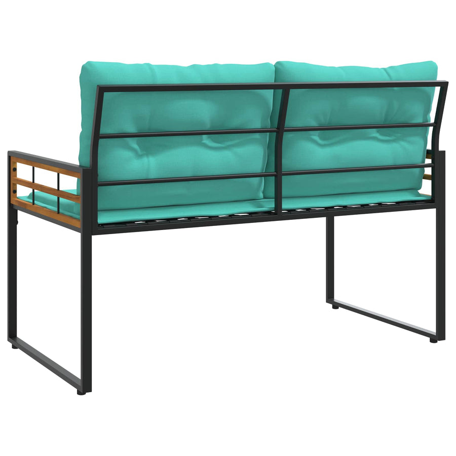 Houten Laag Bank Met Kussen Effen 114 X 55 X 77 Cm Turquoise