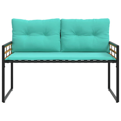 Houten Laag Bank Met Kussen Effen 114 X 55 X 77 Cm Turquoise