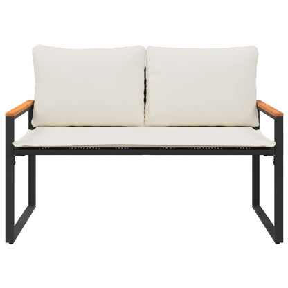 Bank Met Kussen En Cream Wit 115 X 65 X 72 Cm Rattan Zwart en crèmewit
